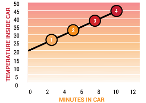 How each minute in a hot car impacts your dog graph