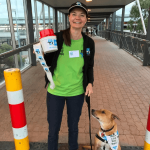 2025 AWA volunteer winner Ruth Gourley with dog