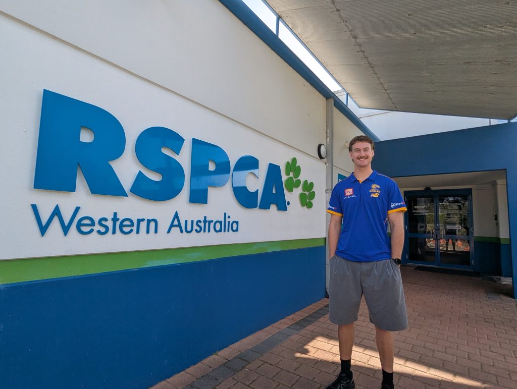 Ambassador Archer Reid outside of RSPCA WA building